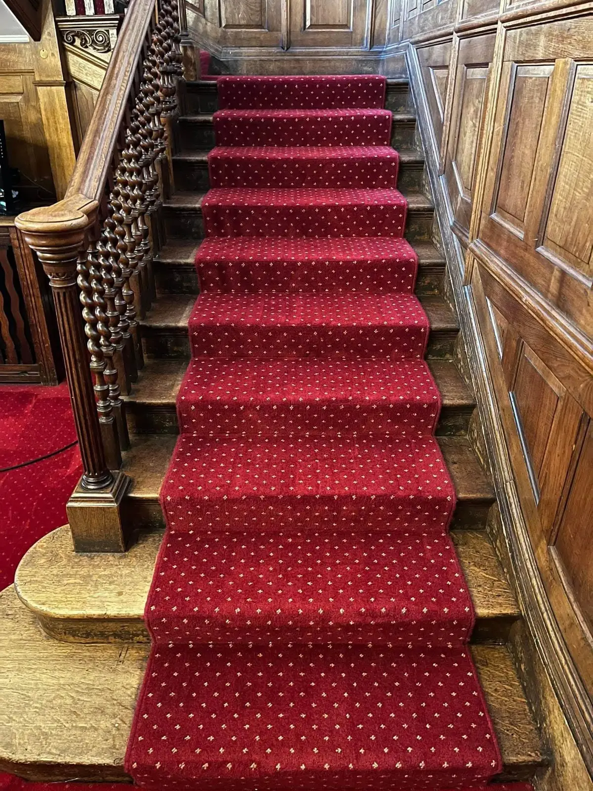 Cleaned staircase runner carpet